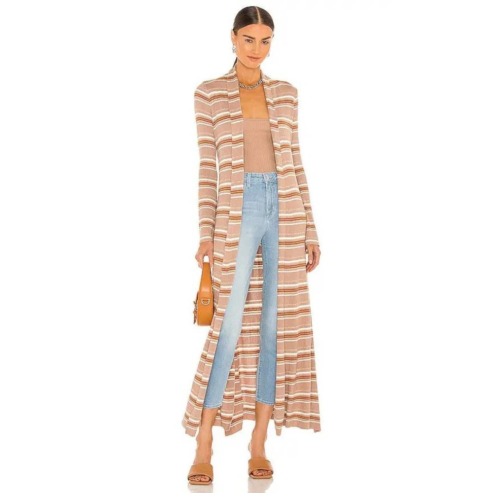 L’agence Marija Long Duster Striped Cardigan Metallic